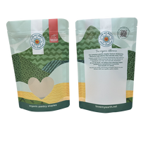 Sachets personnalisés à fond plat pour chocolat, pop-corn, noix et snacks, avec fenêtre transparente et fermeture éclair refermable