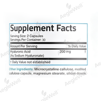 Capsules d'acide hyaluronique Aeglewell en marque propre, complément alimentaire, capsules d'acide hyaluronique, complément pour la santé de la peau