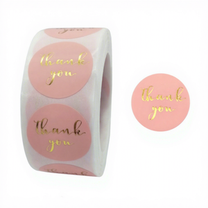 FX Popular Self-adhesive Round Thank You <b>Stickers</b> Hot Stamping for Envelope Shopping Gift Packaging Customized <b>Sticker</b> <b>Roll</b> - Product Image 3