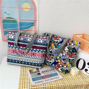 Wholesale <strong>Retro</strong> Large Capacity <strong>Tote</strong> Canvas Shoulder Shopping Bags Printing Shoulder Handbag Women's Canvas <strong>Tote</strong> Bag - Product Image 3