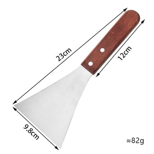 Espátula de acero inoxidable DF30 con mango de madera de 27 cm, herramienta de cocina duradera para cocinar y asar. - Product Image 2