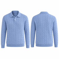 Pull en maille torsadée à manches longues pour homme, col classique, ourlet côtelé, vêtements pour hommes de qualité supérieure, usine de vêtements sur mesure