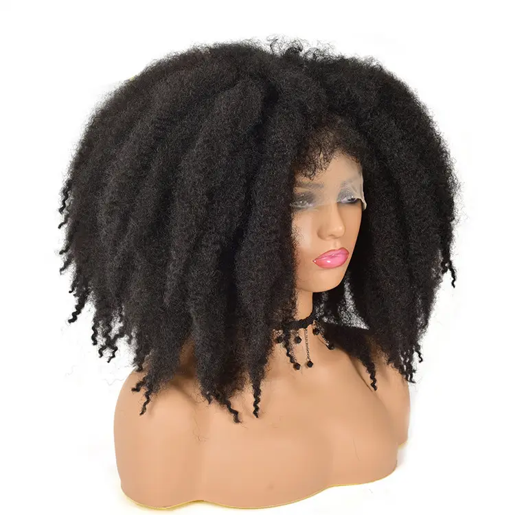 Peruca afro ombré sintética cosplay, peruca afro curto sem cola com franja