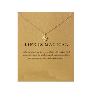Life Is Magical Newest Design Gold Plated Choker Necklaces European Horse Pendant Unicorn Necklace