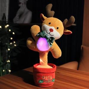 Jouet en peluche de Noël interactif chantant et dansant, avec fonction d'enregistrement, modèles Père Noël, Arbre, Renne, Cactus, cadeau pour enfants - Product Image 4