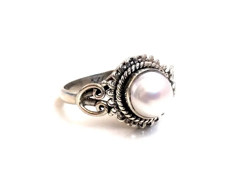 Anillos de piedra de Plata de Ley 925 personalizados, anillos de perlas de agua dulce, anillos de piedra de nacimiento
