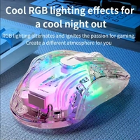 Grosir Pabrik LANGTU G4 Tri-mode Transparan Nirkabel Efek Pencahayaan RGB DPI Tinggi 3600 Dapat Diprogram 7 Tombol Plastik