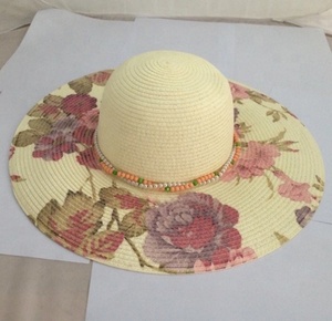 Chapeau <span class=keywords><strong>Capeline</strong></span> en Paille de Papier pour <span class=keywords><strong>Femme</strong></span>, Imprimé Floral, avec Chaîne de Perles Souple, Circonférence Réglable, Design Élégant - Product Image 3