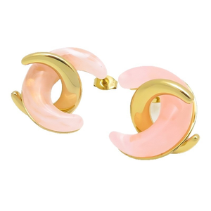 JAJGI Elegant <b>Resin</b> C Shape Drop Earrings Refined Gold Plated Studs for Women Premium Niche Design Fashion Jewelry - Product Image 1