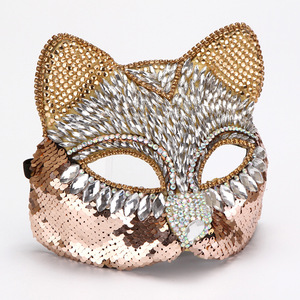<span class=keywords><strong>Masque</strong></span> vénitien demi-visage en plastique orné de diamants, exquis et haut de gamme, motif chat et renard, <span class=keywords><strong>fait</strong></span> <span class=keywords><strong>main</strong></span> - Product Image 5