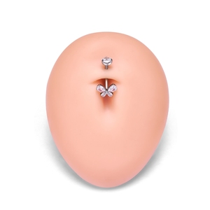 Anillo para Ombligo de Titanio ASTM F136, Estilo Mariposa, Incrustaciones de Cristal CZ, Rosca Interna, Joyería Tit - Product Image 2