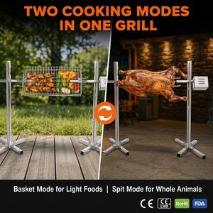 Support <span class=keywords><strong>de</strong></span> rôtissoire en acier inoxydable 304, 129x75cm, panier amovible en option, moteur 15W 30W 45W, pour agneau et cochon entiers, CE-EMC CE-LVD - Product Image 2