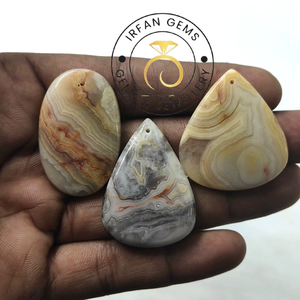 Cabochons en Agate Crazy Lace Naturelle Irfan Gems |   Pierres précieuses en vrac de formes variées 15-50 mm pour la fabrication de bijoux, Rajasthan - Product Image 3