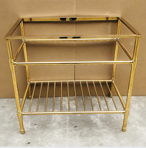 Meuble sous-vasque <span class=keywords><strong>en</strong></span> laiton satiné doré mat, style classique de luxe, structure <span class=keywords><strong>en</strong></span> métal, dessus de table <span class=keywords><strong>en</strong></span> pierre - Product Image 2