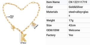 สร้อยคอจี้ตัวอักษร <span class=keywords><strong>K</strong></span> M ชุบทอง ประดับคริสตัลเพชร สำหรับผู้หญิง - Product Image 4