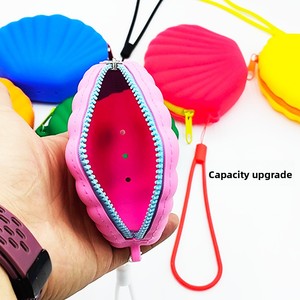 Porte-monnaie en silicone en forme de coquillage, sac de rangement étanche, mini pochette cosmétique avec sangle de poignet pour enfants et adultes - Product Image 2