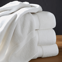 Drap de bain grande taille super doux avec logo style dobby ensemble de serviettes de bain en coton blanc pour la salle de bain