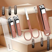 Ensemble de coupe-ongles en acier inoxydable, kit de manucure anti-éclaboussures avec ciseaux obliques dans une boîte pour adultes