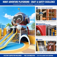 Custom Stainless Steel Robot Playground Outdoor Futuristic Kids Climbing Net Slide Interactive Wall Equipment Park Mall School