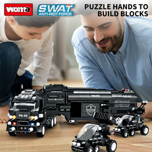 Woma 40 pièces Blocs de construction en plastique ABS DIY Jouet SWAT pour modèles de voitures de <span class=keywords><strong>police</strong></span> et d'avions militaires unisexes à l'échelle 1:1 - Product Image 2
