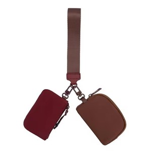Portefeuille double de luxe personnalisé pour poignet, porte-monnaie, double pochette, bracelet porte-clés, porte-cartes, double sac - Product Image 5