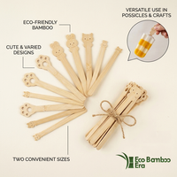 Bâtonnets de bambou en gros avec têtes d'animaux mignonnes – Bâtonnets écologiques pour loisirs créatifs, friandises DIY et fêtes