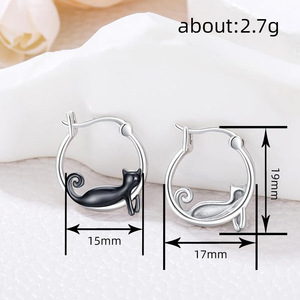Boucles d'oreilles manchette oreille de chat noires pour femmes, design animal mignon, accessoires d'oreille pour usage quotidien - Product Image 5