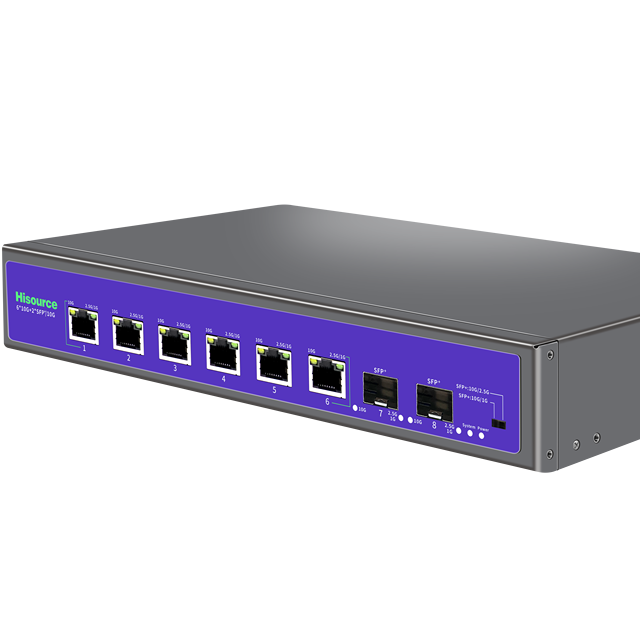 Factory Price Full 10G Unmanaged Ethernet Switch 6+2 AC110-240V Input Power-Built in Non-PoE Port Rate Self-adaptive