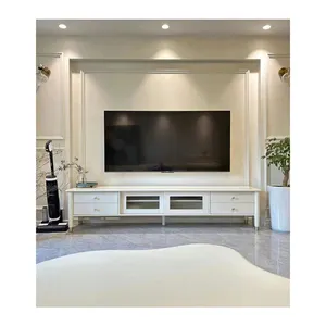 2024 High-End cabrio katı ahşap TV kabine oturma odası için sıcak satış Modern duvar standı ev mobilya