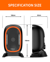 Escáner de código de barras NORGEE, lector de códigos QR 2D de escritorio HENEX HC666, USB, en stock, para cafeterías, tiendas y mostradores.