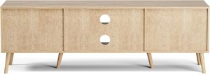 Soporte para <span class=keywords><strong>TV</strong></span> de 65'', Centro de Entretenimiento con Puerta de Ratán, Estantes y 2 Gabinetes, Consola Multimedia Larga Estilo Boho para Sala de Estar, Natural - Product Image 3