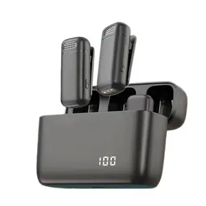 Portable Video Recording Wireless Lapel Microphone with Battery Charging Case for iPhone Android Mobile Phone