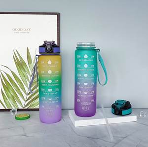 Vaso de Plástico Rígido de 1000 ml con Color Degradado y Marcador de Hidratación por Tiempo <span class=keywords><strong>para</strong></span> Gimnasio y Uso al Aire Libre, Gran Venta - Product Image 5