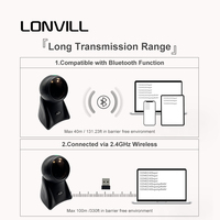 LONVILL Lector de Códigos de Barras 2D Inalámbrico con Luz de Inducción de Tres Colores, Millones de Píxeles y Batería de 2000 mAh para Puntos de Venta Minorista