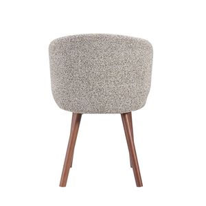 Chaise d'appoint moderne et contemporaine en similicuir rembourrée avec dossier rond en forme de tonneau et base en bois robuste pour appartement, salle à manger, maison - Product Image 2