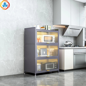 Modern Stainless Steel <b>Storage</b> <b>Table</b> <b>Side</b> Cabinet with Thickened Wheels Dust-proof Multilayer Floor Pan Durable Easy Clean - Product Image 4