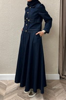 Robe musulmane YKD068 pour femmes, vêtements islamiques, hijabs, tissu agréable, design haut de gamme, poches latérales pratiques.