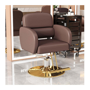 Fauteuil de Barbier Ergonomique en Cuir Marron au Design Moderne pour Salons et Espaces de Loisirs - Product Image 3