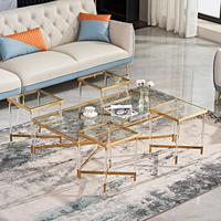 Ensemble de table basse de villa, en acier inoxydable, meuble de haute qualité, prix d'usine