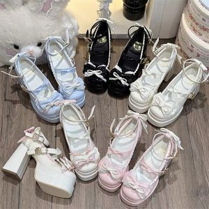 2026 New Arrival Sweet Lolita High Heels Round Toe Elegant Women Pumps Black Light Pink Casual Shoes - Product Image 1