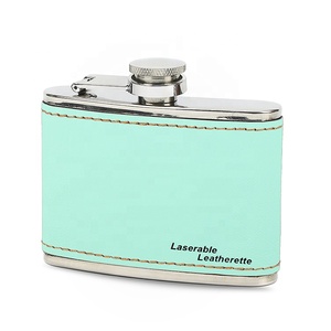 Mini bouteille d'<span class=keywords><strong>alcool</strong></span> en similicuir acier inoxydable, personnalisée, cadeau pour garçons d'honneur, en cuir Pu gravé au Laser, flacon de voyage 4oz - Product Image 4