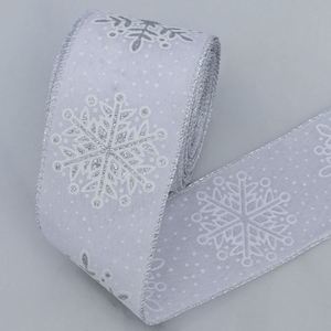 Ruban festif de haute qualité en toile de jute avec bordure filée et flocons de neige scintillants de 6,3 cm pour emballage cadeau de Noël, 10 yards/rouleau - Product Image 4