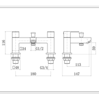SANIPRO Robinets de lavabo de luxe à double poignée Robinet de baignoire cascade en laiton à surface chromée, ensemble de douche de bain avec douchette à main