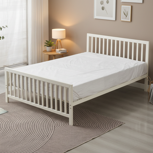 Camera da letto mobili polvere rivestito telaio in ferro con <span class=keywords><strong>maglia</strong></span> <span class=keywords><strong>metallica</strong></span> colore bianco doppio regina king size piattaforma in metallo ferro telaio del letto - Product Image 1