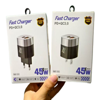 Chargeur mural USB Type-C double port 45W, adaptateur d'alimentation à charge rapide pour téléphone portable, chargeur Type C avec prise EU US UK