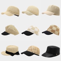 Topi jerami anyaman tangan modis terbaru, berlubang, bernapas, untuk wanita, cocok untuk pantai, perjalanan, dan aktivitas luar ruangan