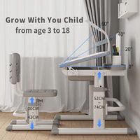 BJZX-M3 Meubles de lecture pour enfants pas chers, bureau d'étude ergonomique réglable en hauteur, table et chaise pour enfants avec rangement