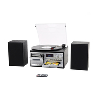 Enregistreur à double cassette lecteur haut de gamme dj plateau tournant vertical tocadiscos 3 vitesses disque vinyle sous-verres lecteur avec cassette cd