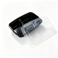 6828 Contenant alimentaire jetable à 2 compartiments de 32 oz en plastique PP, boîtes de préparation de repas divisées