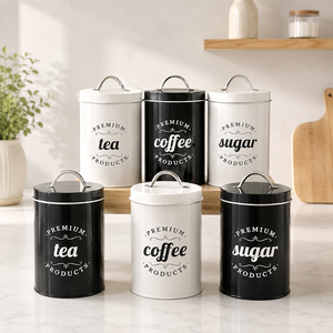 Ready Stock Round <b>Tin</b> Can With Handle Tea Coffee Sugar <b>Storage</b> Canister Set Food Grade Metal <b>Tin</b> Jar For Kitchen Pantry Organize - Product Image 1